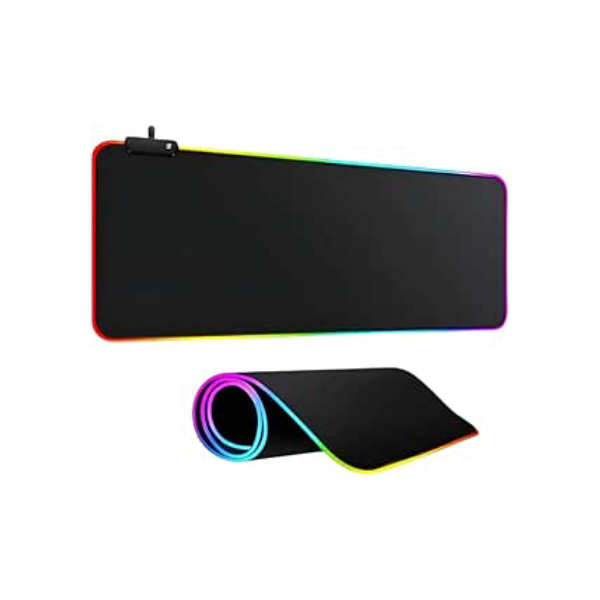Mouse Pad Gamer RGB Led 80x30 Grande Speed Antiderrapante Base Emborrachada Borda Costurada Ideal para Jogos e Escritório