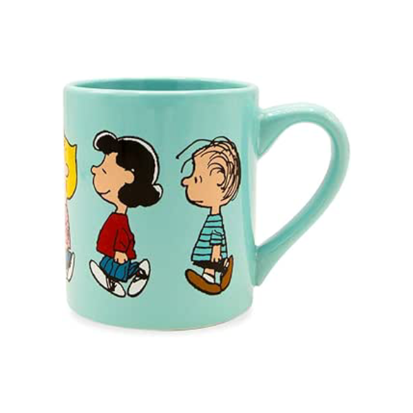 Silver Buffalo Caneca de cerâmica Peanuts Group Profile Walk, segura para micro-ondas, 400 ml