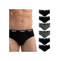 MASH Kit 6 Cuecas Slip Algodão Elástico Boxer Masculino Adulto, 2 Cinzas Mescla Claro - 2 Cinzas Mescla Escuro - 2 Pretos, G
