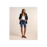 Bermuda Ciclista em Jeans com Elastano Azul Escuro