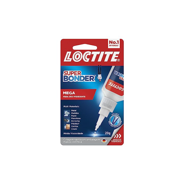 Loctite Super Bonder Mega, Adesivo instantâneo para reparos, Cola transparente para materiais diversos com acabamento profissional, 1x20g