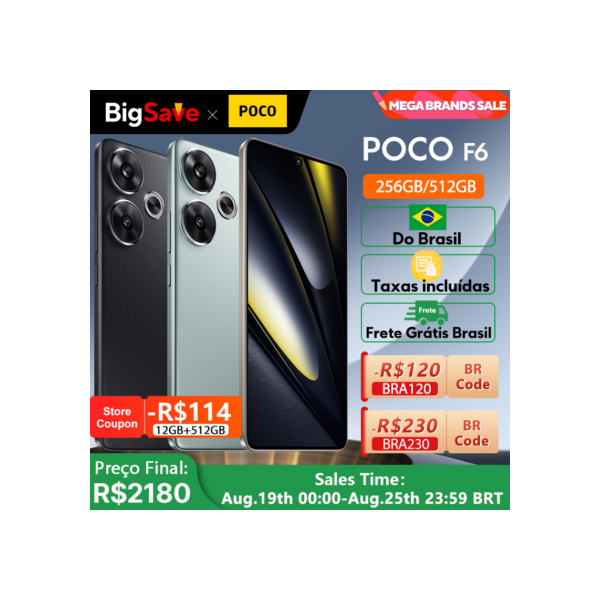 Snapdragon POCO F6 Smartphone, Novo®Câmera dupla CrystallRes AMOLED com OIS, Turbo Charging, 8S Gen 3, 90W, 5000mAh, Batalha, 50MP, 1.5K