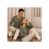 Kit Pijama Casal Namorados Inverno Meia Estação Estampa Combinando Feminino Masculino
