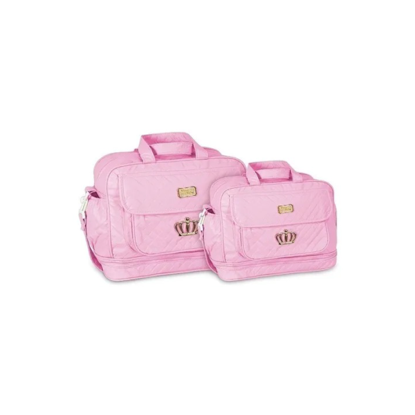 Kit Bolsa Maternidade Bebê Coroa Menina Cor:Rosa
