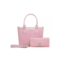 Kit Bolsa Feminina + Carteira Linda Em Willibags Cor Rosa Desenho Do Tecido Liso