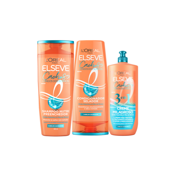 Kit Elseve Cachos dos Sonhos - Shampoo 400 ml + Condicionador 400 ml + Creme 3 em 1