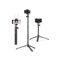 ULANZI Mt-44 Tripé Extensível Para Telefone Bastão De Selfie De 44" Para Celular Vlog Com Clipe De Telefone 2Em1 De Câmera Com Cabeça Esférica De 360° Para Iphone Sony Canon Gopro Leve Para Viagens