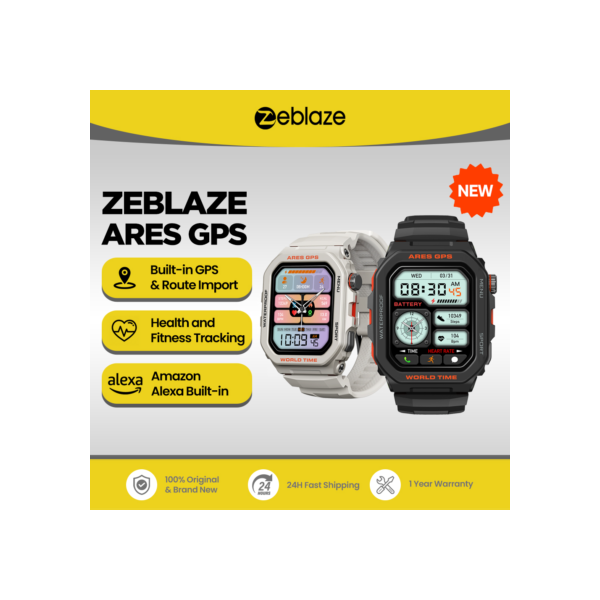 Novo zeblaze ares gps relógio inteligente embutido alexa & gps fazer/reembolsar chamadas de telefone smartwatch freqüência cardíaca spo2 fitness rastreamento relógio