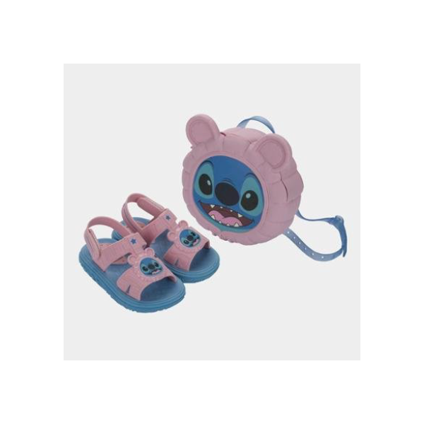 Sandália Bebê Grendene Disney Puff Bag Menina - Azul+Rosa