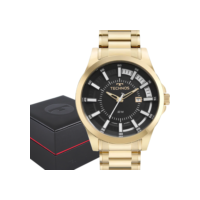 Relógio Technos Masculino Dourado Preto Original 1 Ano de Garantia