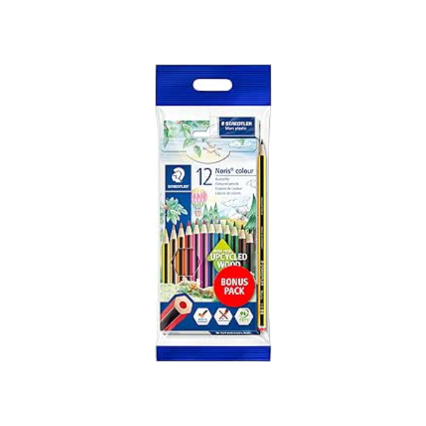 Lápis de Cor, Staedtler, Noris Colour, 61 SET6 ST 12, 12 Cores, Kit com Lápis Preto HB 2 e Borracha