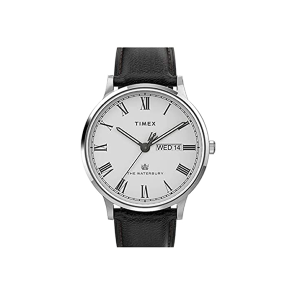 Timex Relógio masculino Waterbury Classic de 40 mm, preto/branco/aço inoxidável, One Size, Relógio de quartzo