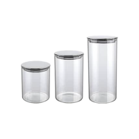 Euro Home - Conjunto com 3 Potes de Vidro Slim com Tampa Inox - VDR6866-3