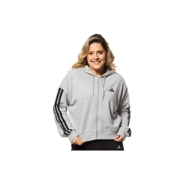 Moletom Feminino Capuz Zíper Essentials Três Listras adidas