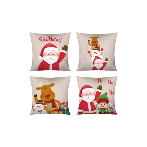 Kit 04 Capa De Almofada 45cm x 45cm Decorativa Natal Areia