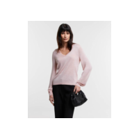 Blusa em Viscose com Decote V e Superfície com Fio Metalizado Rosa