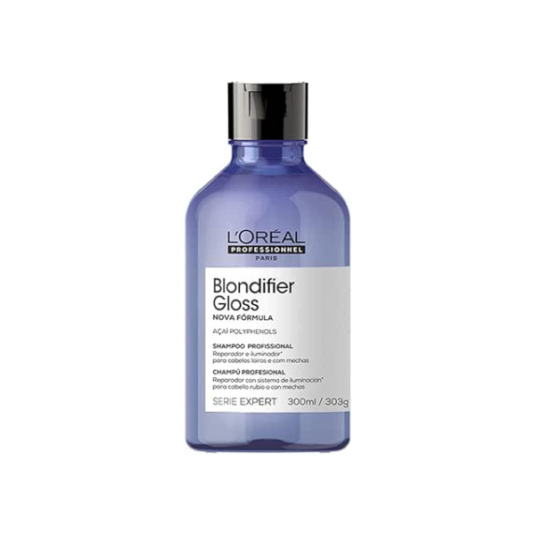L'Oréal Professionnel Shampoo Blondifier Gloss, Para Cabelos Loiros e Descoloridos, Neutraliza Tons Amarelados, Proporciona Maciez e Nutrição, 300ml