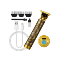 Máquina Profissional Dragão Acabamento Sem Fio Cabelo Barba Pezinho Personalizada Com Limitador de Lâmina Ajustável Recarregável 4 Pentes Óleo Escovinha Kit Conjunto Aparador Acabamento - Premium