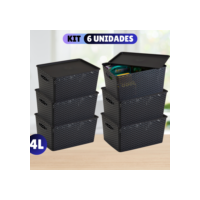 Kit Com 6 - Cesto Caixa Organizadora Rattan - 4 Litros