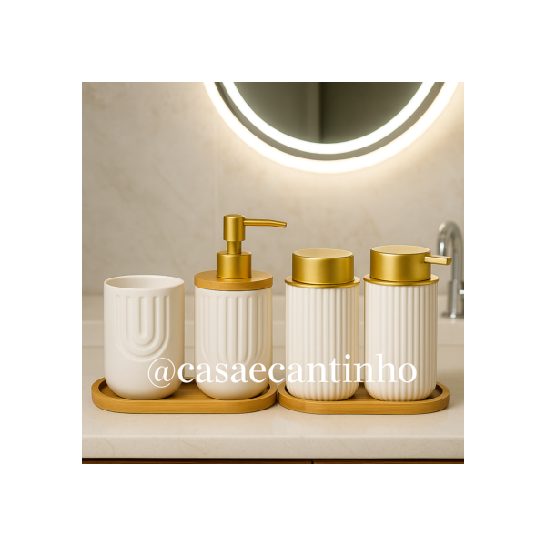 Kit Banheiro Lavabo Porta Sabonete liquido Dispenser Porta Escova Dente Cerâmica/Porcelana Decoração