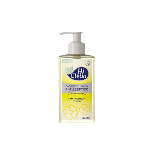 Hi Clean Sabonete Líquido Antisséptico Para Corpo E Mãos Vegano Sem Triclosan 94% Vegetal E Mineral Verbena 250Ml