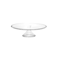 WOLFF - Prato para Bolo com Pé de Cristal 31cm x 11cm - Linha Pearl