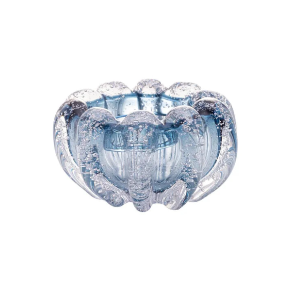 Centro De Mesa Lyor Italy De Vidro Azul 16cm X 8cm