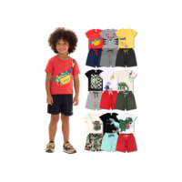 Kit Sortido 20 Peças de Roupas Infantil Menino- 10 Camisetas + 10 Bermudas - Kit com 10 Conjuntos de Roupa Infantil Menino Verão Masculino Bebê