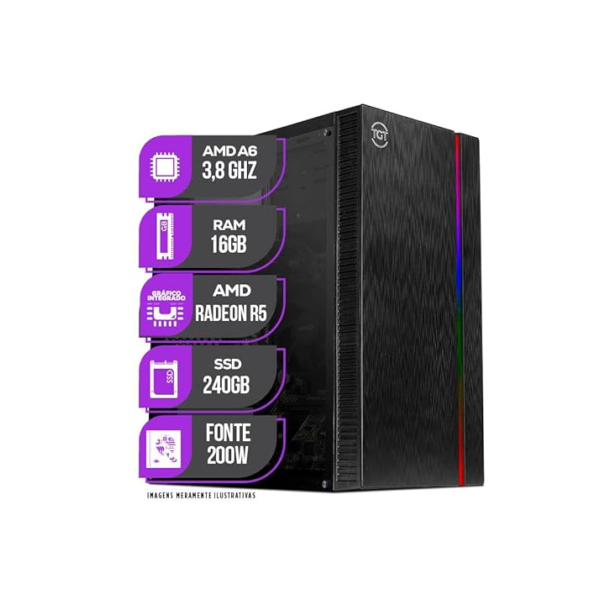 CPU PC Mancer, AMD A6 3.8GHZ, 16GB Memoria ram, SSD 240GB