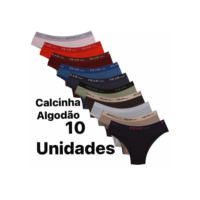 Kit com 10 Calcinhas Tanga Algodão Elastico Exposto Cotton