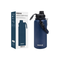 Garrafa Térmica De Água Isolada 1000ml De Aço Inox Com Alça