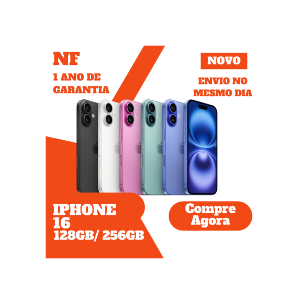 Celular Apple iPhone 16 128GB/256GB - 5G Novo Original Garantia NF 12x sem juros