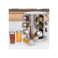 Porta Tempero Condimento Inox 12 Potes Suporte Giratório