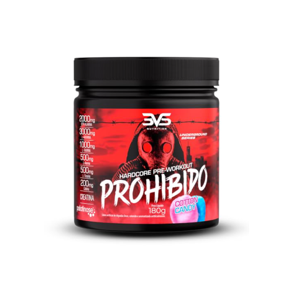 3VS Nutrition Pré Treino Prohibido 180g Sabor Algodão Doce
