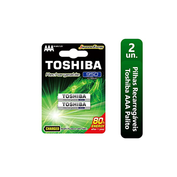 Pilha Recarregável AAA 1,2V 950mAh TNH3GAE TOSHIBA (Cartela com 2 unid.)
