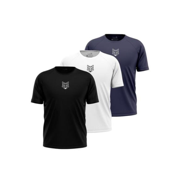 Kit 3 Camisetas Masculina Dry Alpha Co - Preto+Branco