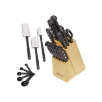 Conjunto de facas e utensílios de cozinha de aço inoxidável de alto carbono Farberware, preto