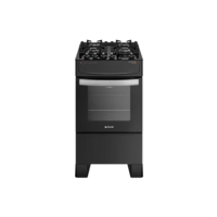 Fogão 4 Bocas Atlas Atenas Glass Mesa de Vidro e Gás engarrafado com Forno de 50 Litros Preto