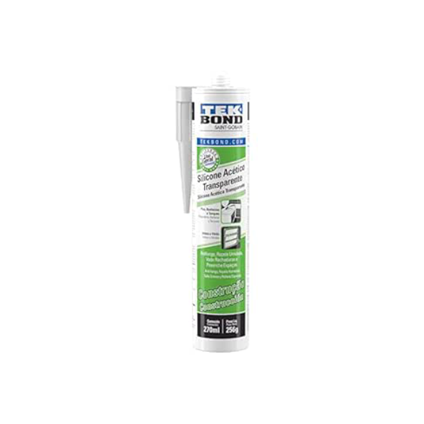 Adesivo de Silicone Acético Construção, Tekbond, 220.3400.2100, 256 Gramas/270 ML Transparente