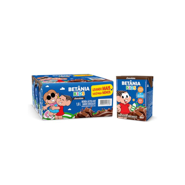 Pack Bebida Láctea Betânia Kids Chocolate 200ml - 9 Unidades