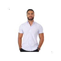 Camisa Masculina Manga Curta Slim Fit Não Amassa Sem Bolso