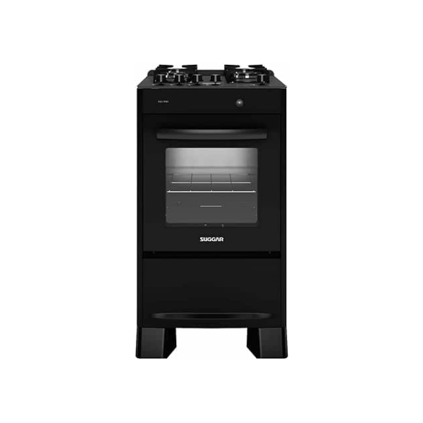 SUGGAR FOGÃO NEO MAX PRETO MESA DE VIDRO 4 BOCAS ACENDIMENTO AUTOMÁTICO FGV403PT
