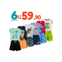 Kit Sortido 6 Peças de Roupas Infantil Menino Bebê Conjunto Infantil Menino