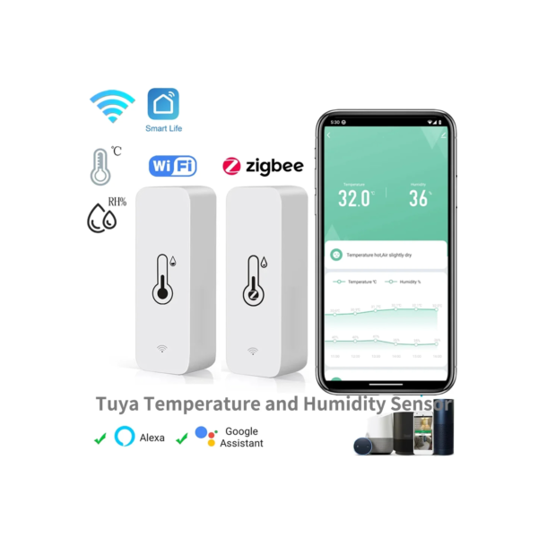 Tuya zigbee wifi sensor de temperatura e umidade app monitor remoto para casa inteligente var smartlife trabalho com alexa google assistente