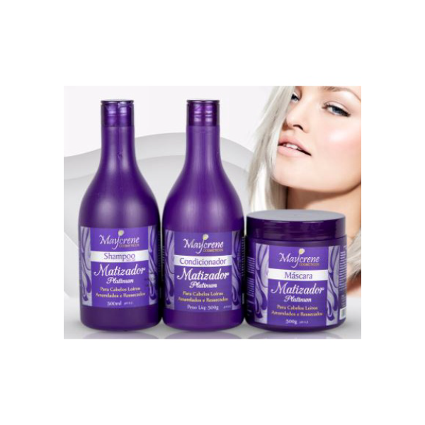 Matizador Platinum Cabelos Loiros Kit 3 Produtos Cabelos Loiro Branco Grisalho a Pronta Entrega