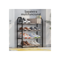 Sapateira 4 /5 Andares Desmontável Organizador Multiuso Estrutura Metálica e Plástica