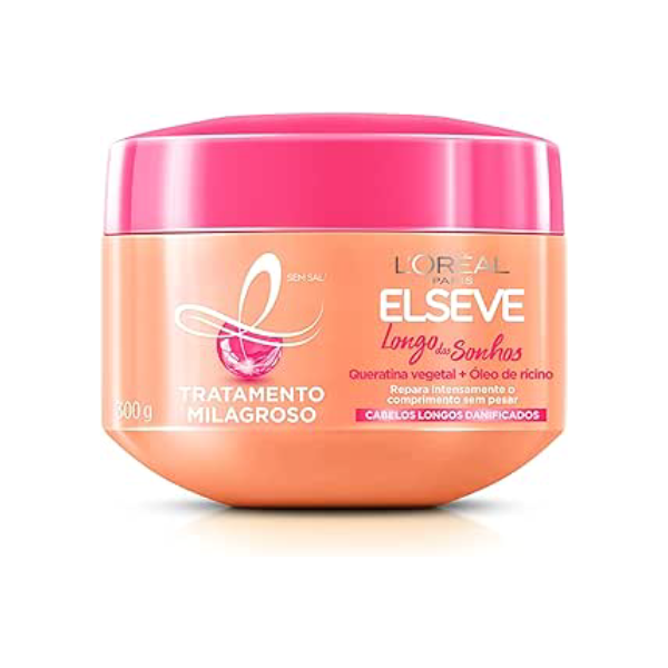 L'Oréal Paris Elseve Creme de Tratamento Milagroso Longo Sonhos, Repara o Comprimento sem Pesar, 300g