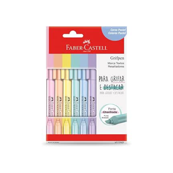 Faber-Castell Grifpen - Caneta Marca Texto, Tons Pastel, 6 Cores