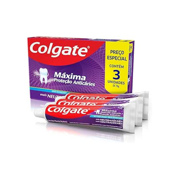 Colgate Creme Dental Máxima Proteção Anticáries mais Neutraçúcar 70g Promo Leve 3 Pague 2
