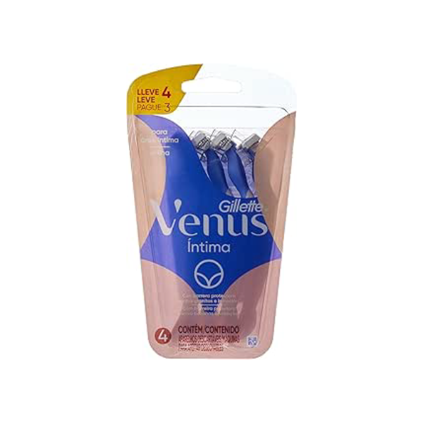Gillette Venus Íntima, Aparelho de Depilação Íntima Feminino Descartável, 4 Uds